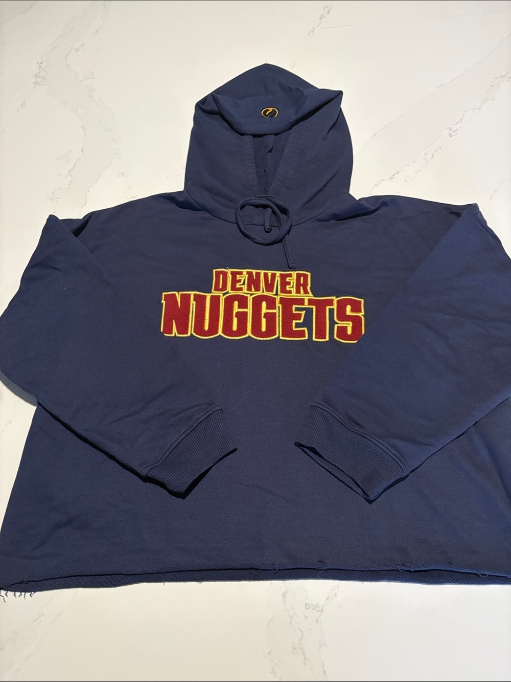 Denver Nuggets FISLL Blue Pullover Thin Hoodie Cropped SZ L